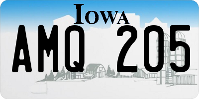 IA license plate AMQ205