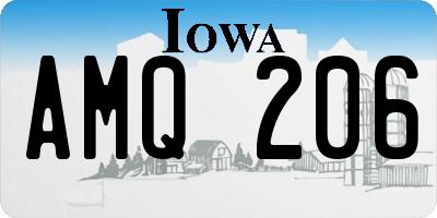 IA license plate AMQ206