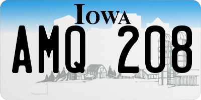 IA license plate AMQ208