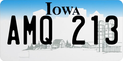 IA license plate AMQ213
