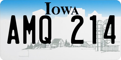 IA license plate AMQ214