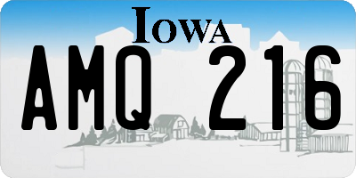 IA license plate AMQ216