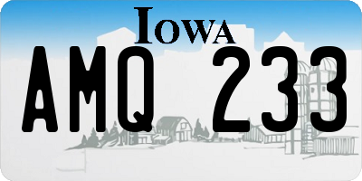 IA license plate AMQ233
