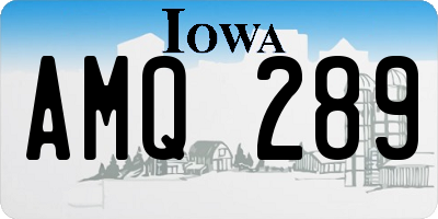 IA license plate AMQ289