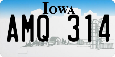 IA license plate AMQ314
