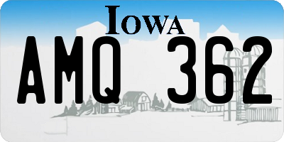 IA license plate AMQ362