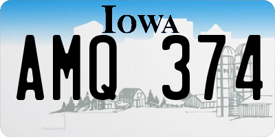 IA license plate AMQ374