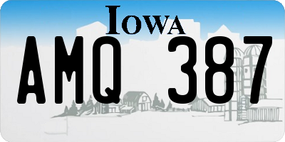 IA license plate AMQ387