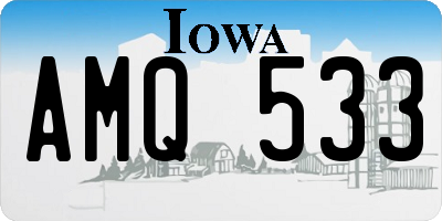 IA license plate AMQ533