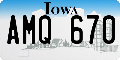 IA license plate AMQ670