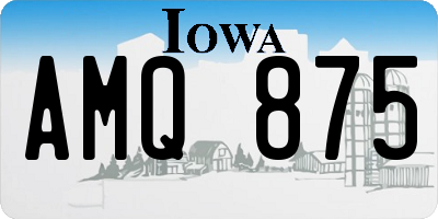 IA license plate AMQ875