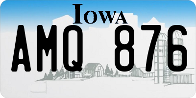 IA license plate AMQ876