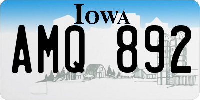 IA license plate AMQ892