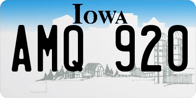 IA license plate AMQ920