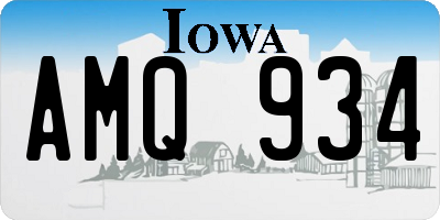 IA license plate AMQ934