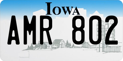 IA license plate AMR802