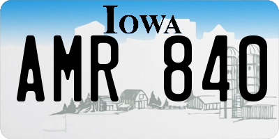 IA license plate AMR840