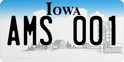 IA license plate AMS001