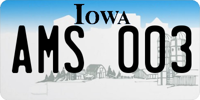 IA license plate AMS003