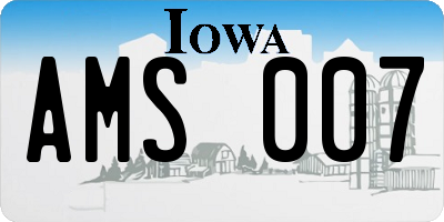 IA license plate AMS007
