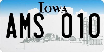 IA license plate AMS010