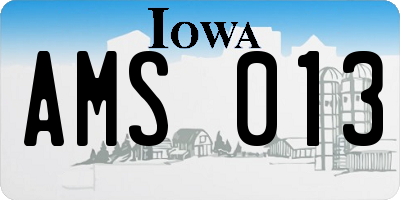 IA license plate AMS013