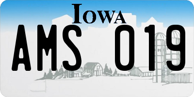 IA license plate AMS019