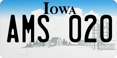 IA license plate AMS020