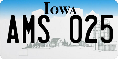 IA license plate AMS025