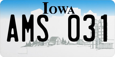 IA license plate AMS031