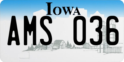 IA license plate AMS036