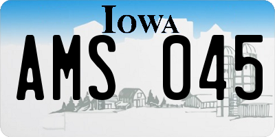 IA license plate AMS045