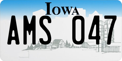 IA license plate AMS047