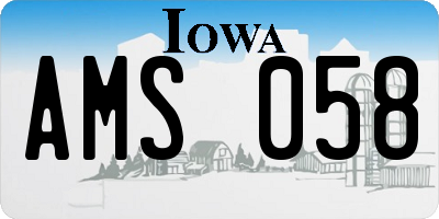 IA license plate AMS058