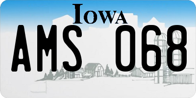 IA license plate AMS068