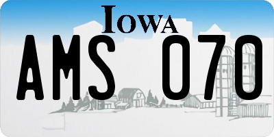 IA license plate AMS070