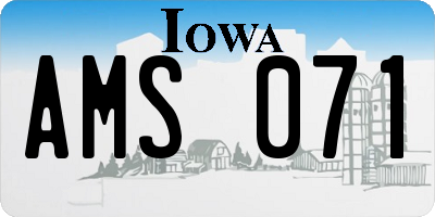IA license plate AMS071