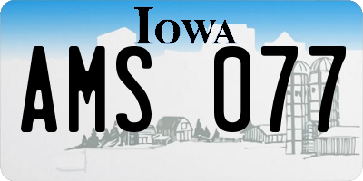 IA license plate AMS077