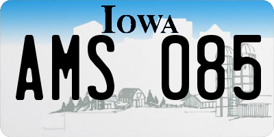 IA license plate AMS085