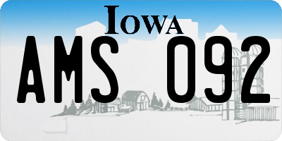 IA license plate AMS092