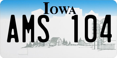 IA license plate AMS104