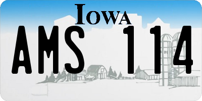IA license plate AMS114