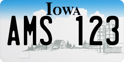 IA license plate AMS123