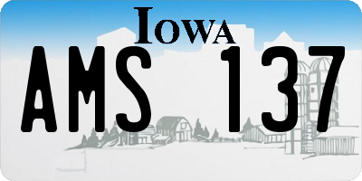 IA license plate AMS137