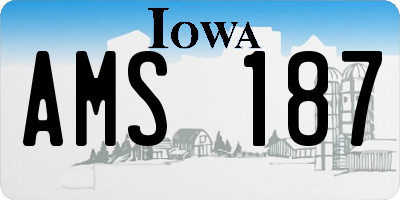IA license plate AMS187