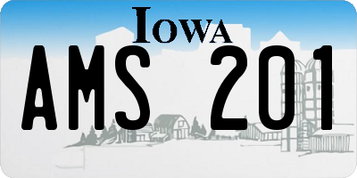 IA license plate AMS201