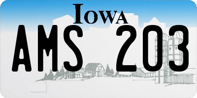 IA license plate AMS203