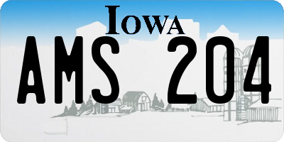 IA license plate AMS204