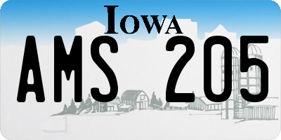 IA license plate AMS205