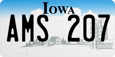 IA license plate AMS207
